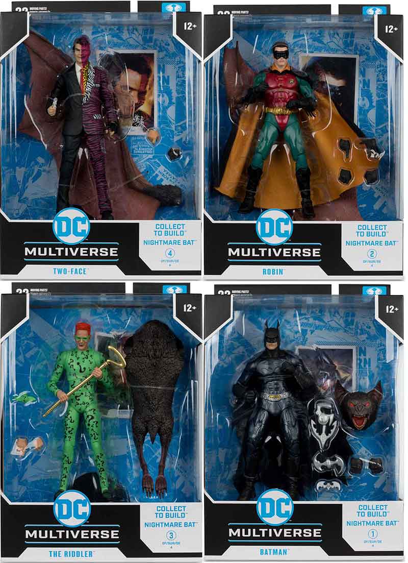 DC Multiverse Batman Forever 7 Inch Action Figure BAF Nightmare Bat - Set of 4 (Build-A-Figure Nightmare Batman)