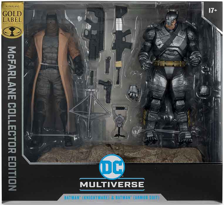 DC Multiverse Batman v Superman Dawn of Justice 7 Inch Action Figure 2-Pack - Batman Knightmare & Armor Suit Gold Label