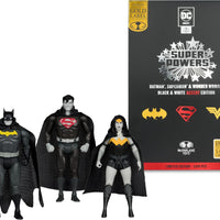 DC Super Powers Trinity Pack 4 Inch Action Figure Exclusive - Batman, Superman & Wonder Woman Black & White Gold Label