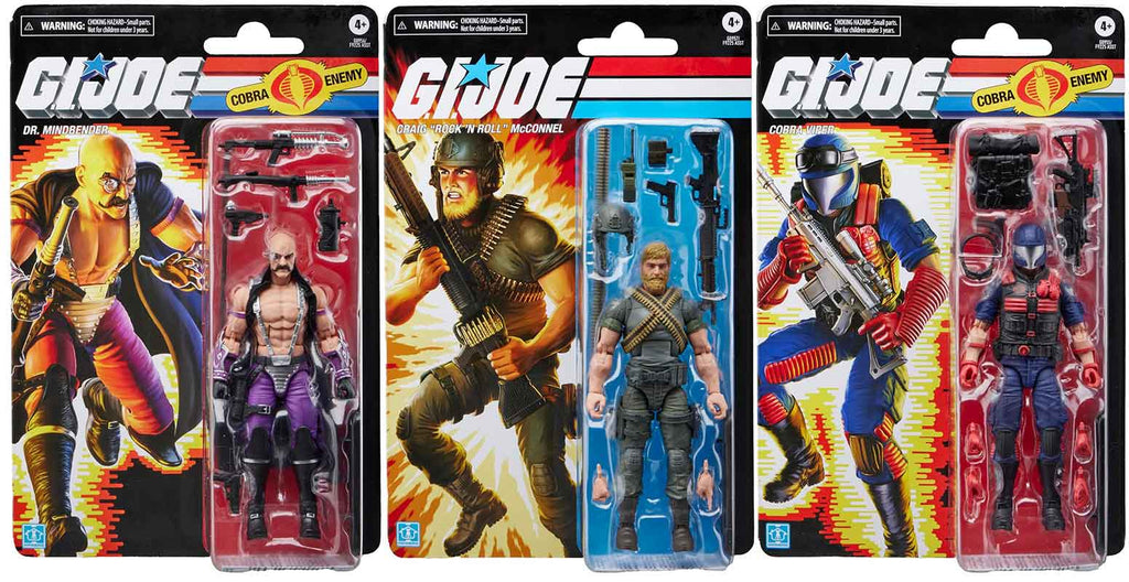 G.I. Joe Classified 6 Inch Action Figure Retro (2025 Wave 1) - Set of 3 (Viper - Mindbender - Rock N Roll)