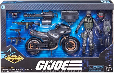 G.I. Joe Classified 6 Inch Scale Action Figure Night Force Exclusive - Shockwave & Night Pursuit Cycle