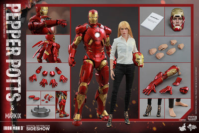 Iron Man 3 11 Inch Action Figure Movie Masterpiece 1/6 Scale Series - Pepper Potts and Iron Man Mark IX Hot Toys