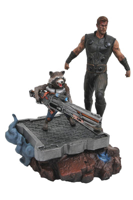 Marvel Premier Collection 9 Inch Statue Figure Avengers Infinity War - Thor & Rocket Raccoon