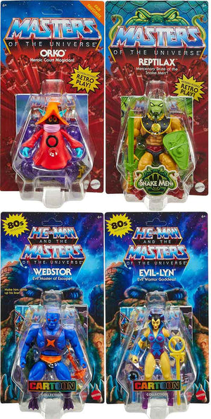 Masters Of The Universe Origins 5 Inch Action Figure Wave 19 - Set of 4 (Evil-Lyn - Webstor - Orko - Reptilax)