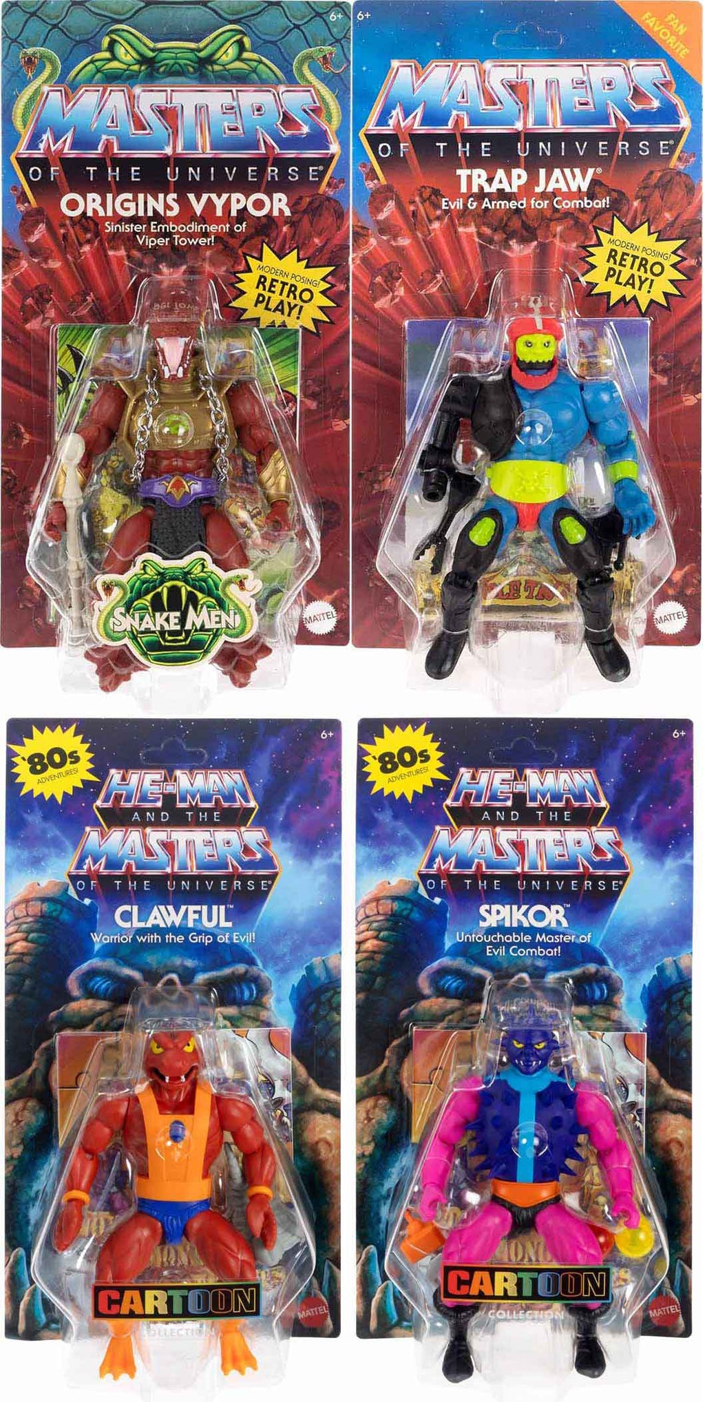 Masters Of The Universe Origins 6 Inch Action Figure Wave 20 - Set of 4 (Vypor - TrapJaw - Spikor - Clawful)