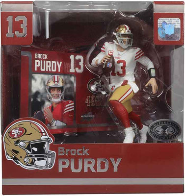 NFL Football SportsPicks 7 Inch Static Figure Exclusive - Brock Purdy White Jersey Platinum