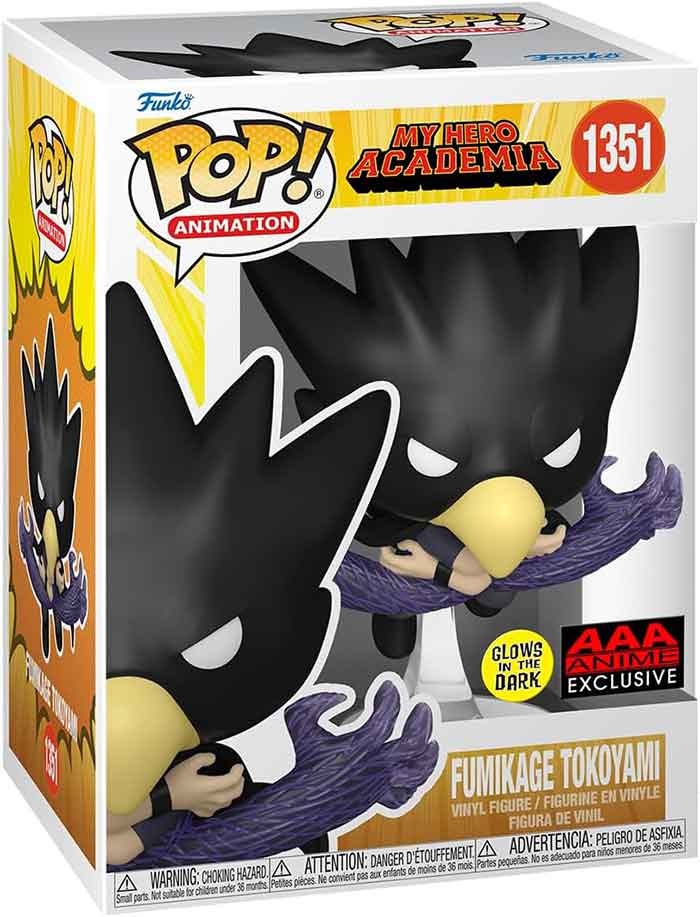 Pop Animation My Hero Academia 3.75 Inch Action Figure Exclusive Fumikage Tokoyami 1351 Glow In Dark