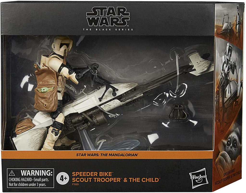 Star Wars The Black Series 6 Inch Vehicle Figure Box Art Exclusive - Speeder Bike Scout Trooper & The Child