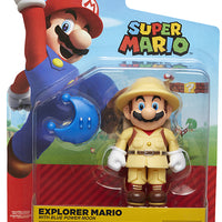 Super Mario 4 Inch Action Figure World Of Nintendo Wave 15 - Explorer Mario with Blue Power Moon