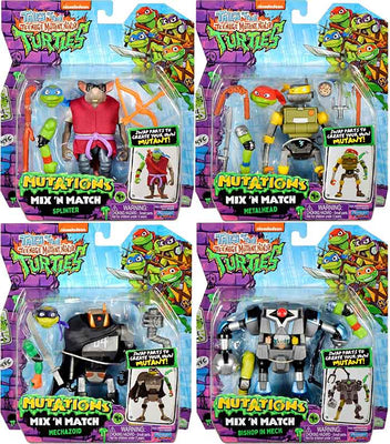 Teenage Mutant Ninja Turtles 4.5 Inch Action Figure Mix N Match Wave 1 - Set of 4 (Splinter-Mechazoid-Bishop-Metalhead)