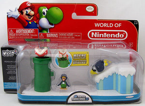 World Of Nintendo Super Mario Bros. U 2 Inch Action Figure Micro Land 3-Pack Wave 2 - Forsted Glacier with Penguin Luigi