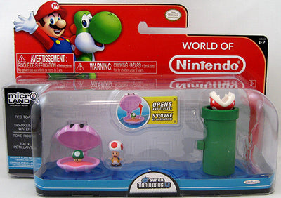 World Of Nintendo Super Mario Bros. U 2 Inch Action Figure Micro Land 3-Pack Wave 2 - Sparkling Water with Red Toad