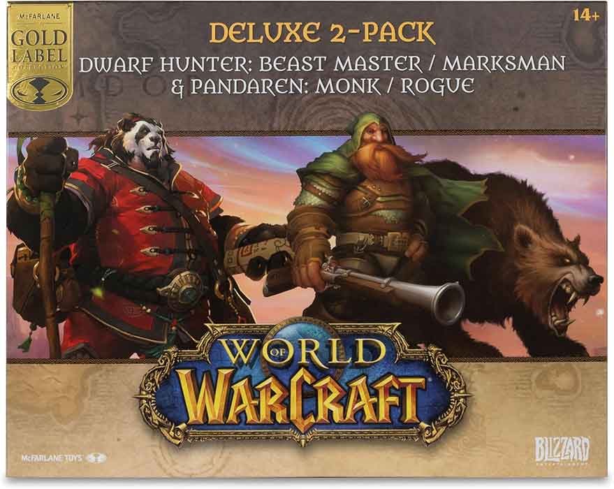 World Of Warcraft 2-Pack 6 Inch Static Figure 1/12 Posed - Beastmaster & Marksman & Pandaren: Monk & Rogue Gold label