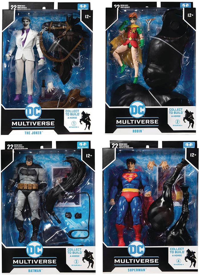 DC Multiverse The Dark Knight Returns 7 Inch Action Figure BAF Batman Horse  - Set of 4 (Batman - Superman - Joker - Robin)